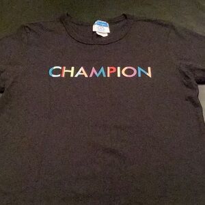 Champion Black Tee with Colorful Logo